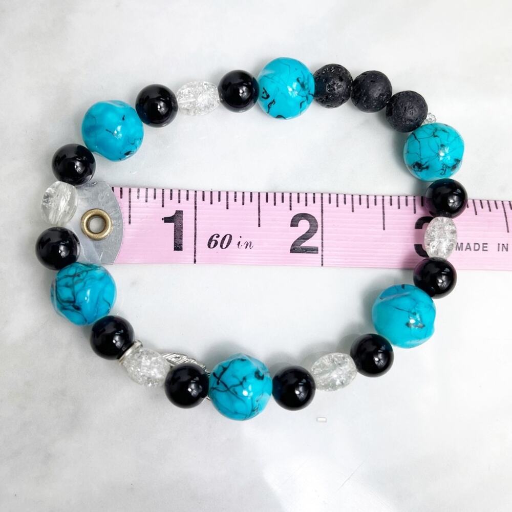 Aromatherapy Lava Stone Handmade Beaded Bracelet - Picture 2 of 6